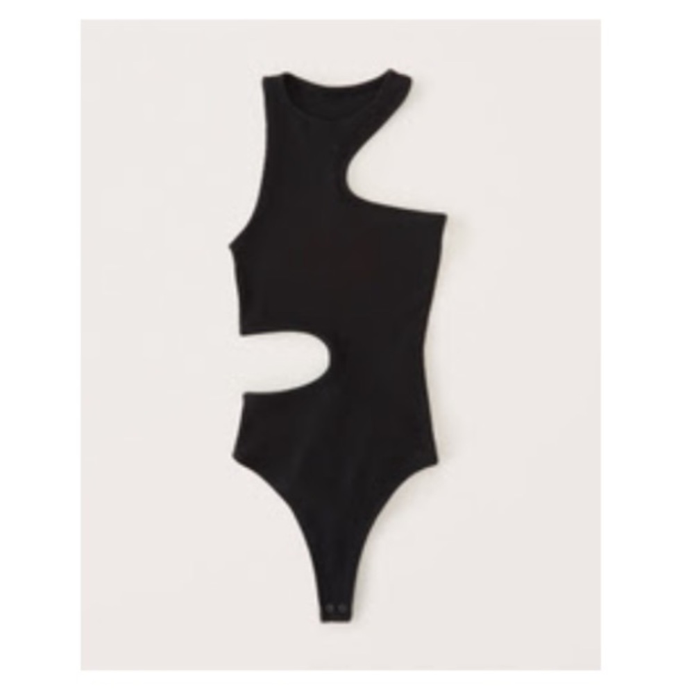 Abercrombie & Fitch Asymmetrical Black Ribbed Bodysuit